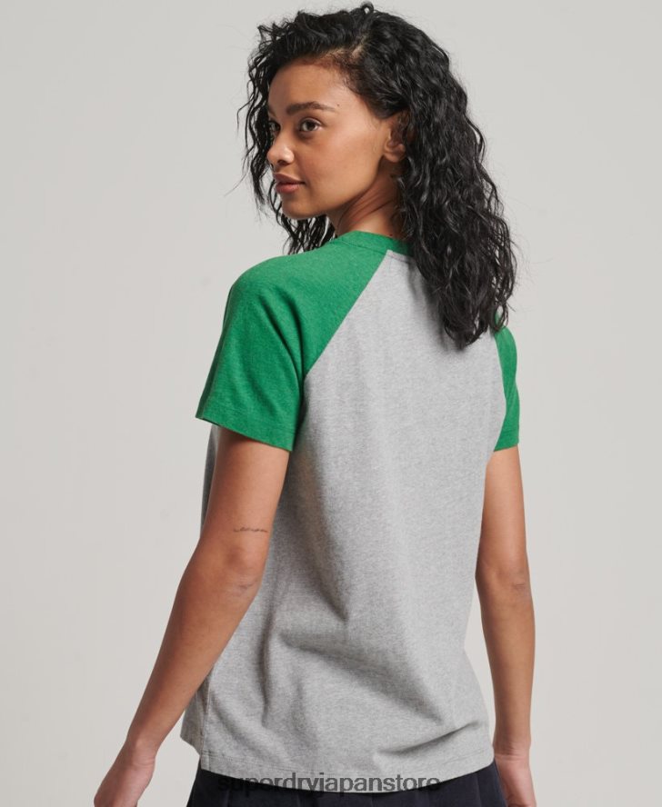 オーガニックコットン ヴィンテージ ベースボール T シャツ 女性 Superdry 衣類 緑 2J62PZ6186
