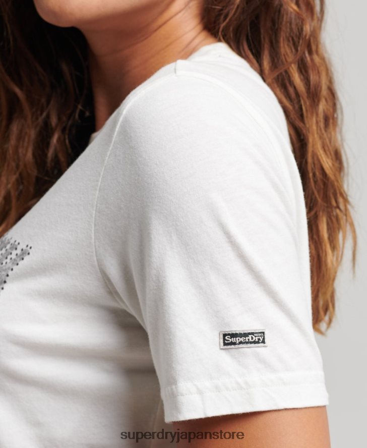 装飾グラフィックロゴ Tシャツ 女性 Superdry 衣類 クリーム 2J62PZ6188