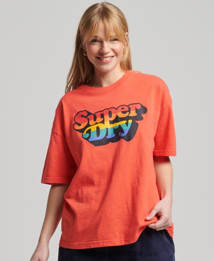 ヴィンテージカリストライプTシャツ 女性 Superdry 衣類 オレンジ 2J62PZ6189