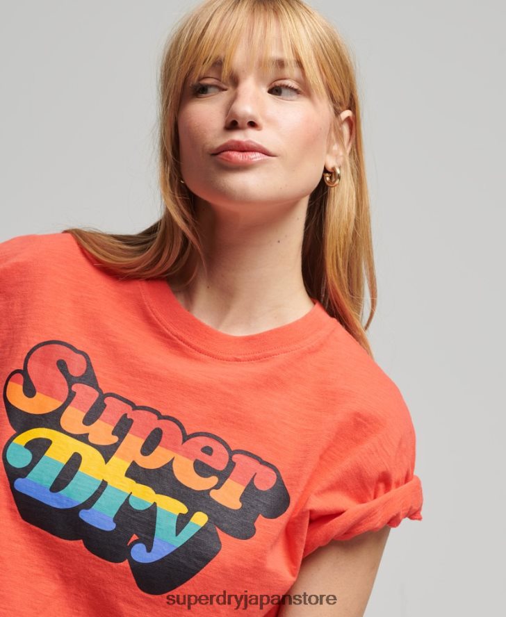 ヴィンテージカリストライプTシャツ 女性 Superdry 衣類 オレンジ 2J62PZ6189