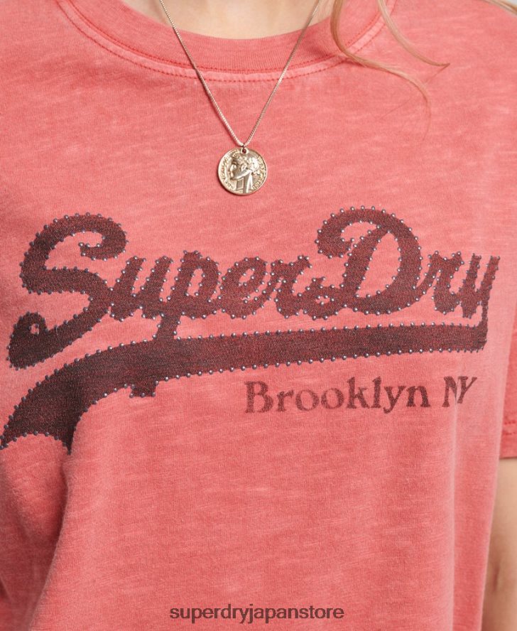 装飾グラフィックロゴ Tシャツ 女性 Superdry 衣類 赤 2J62PZ6193