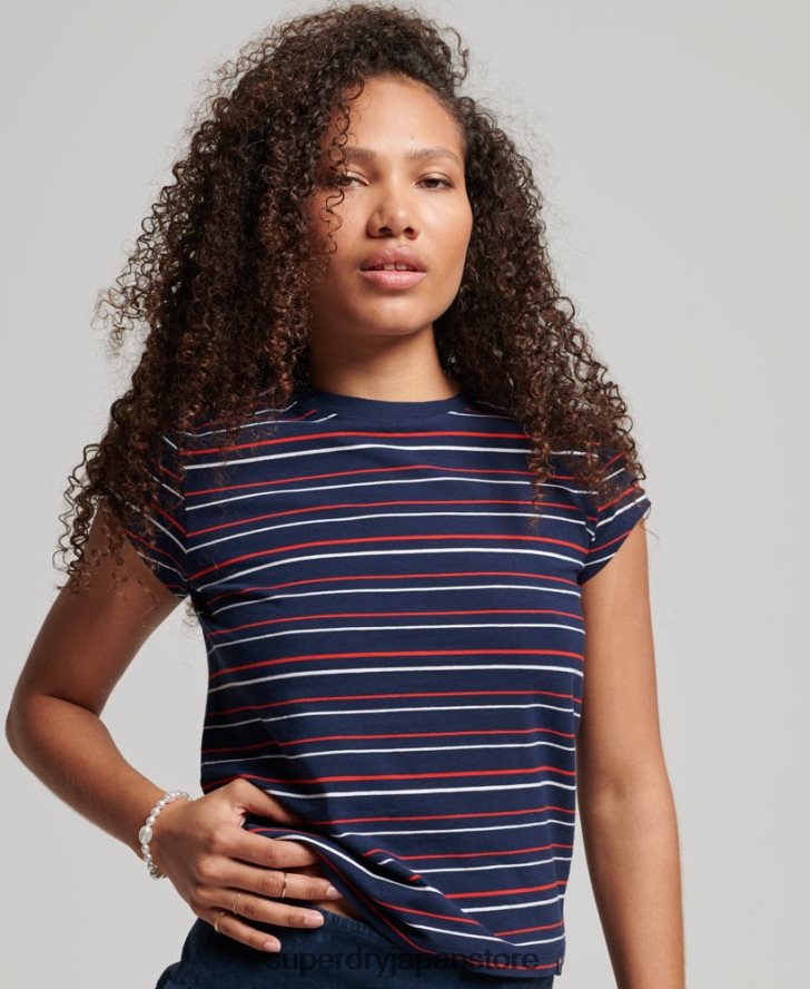 ヴィンテージ クロップド T シャツ 女性 Superdry 衣類 海軍 2J62PZ6197