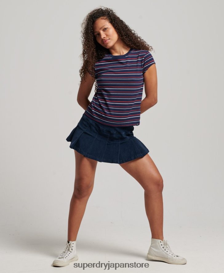 ヴィンテージ クロップド T シャツ 女性 Superdry 衣類 海軍 2J62PZ6197