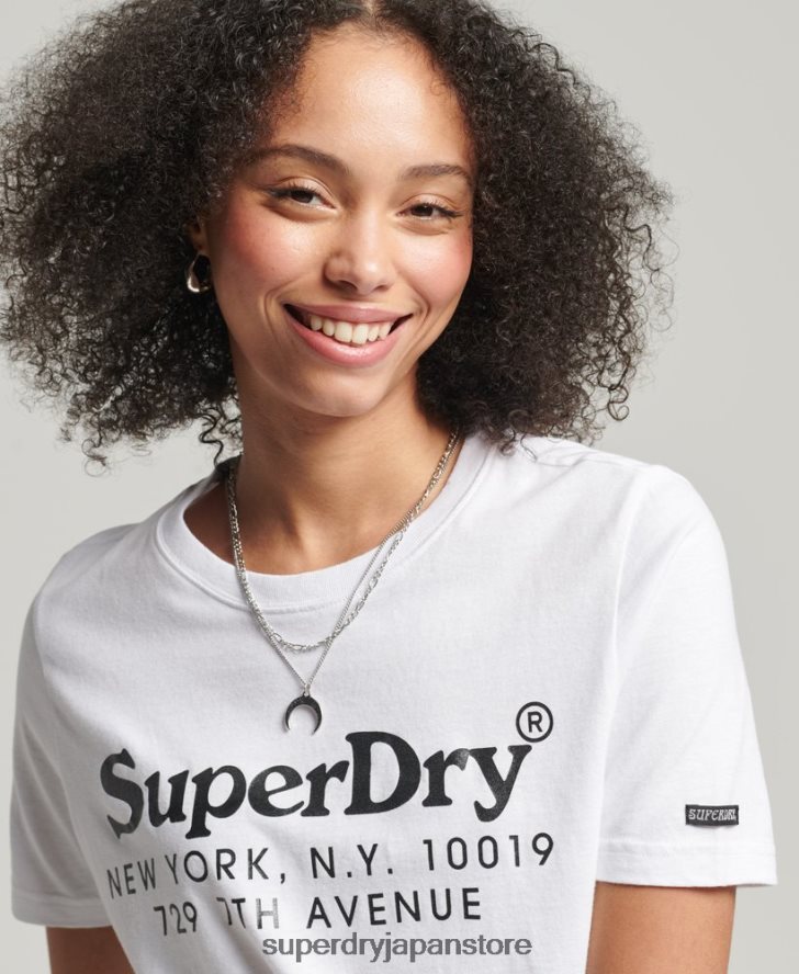 ヴィンテージ会場関心 T シャツ 女性 Superdry 衣類 白 2J62PZ6202