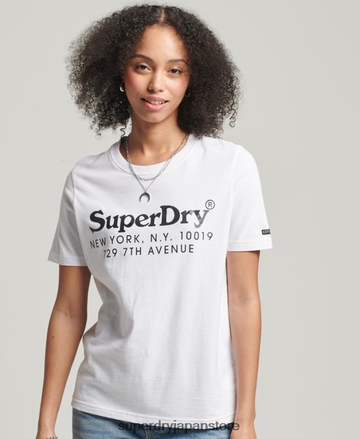 ヴィンテージ会場関心 T シャツ 女性 Superdry 衣類 白 2J62PZ6202