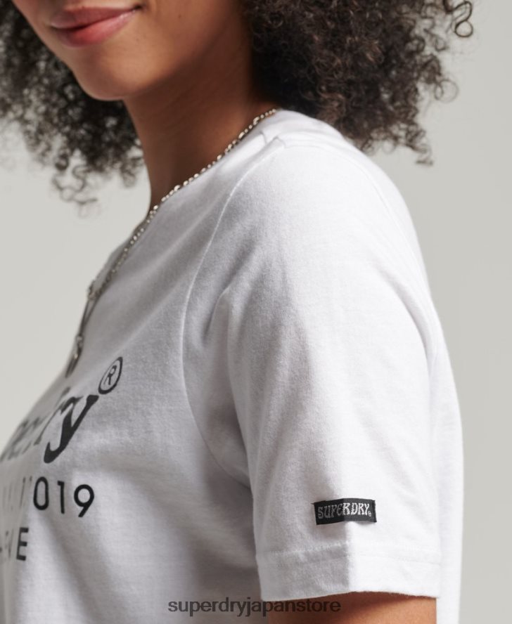 ヴィンテージ会場関心 T シャツ 女性 Superdry 衣類 白 2J62PZ6202
