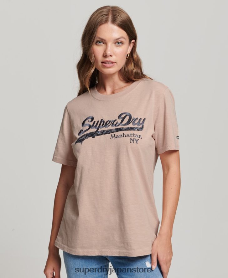 装飾グラフィックロゴ Tシャツ 女性 Superdry 衣類 ピンク 2J62PZ6205