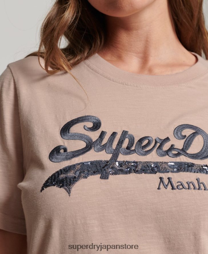 装飾グラフィックロゴ Tシャツ 女性 Superdry 衣類 ピンク 2J62PZ6205