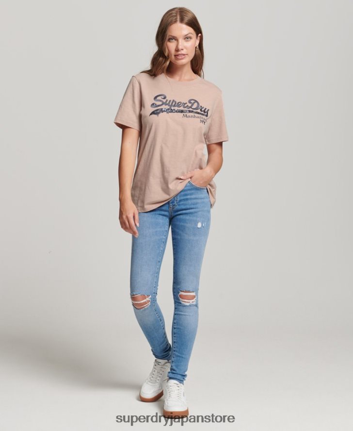 装飾グラフィックロゴ Tシャツ 女性 Superdry 衣類 ピンク 2J62PZ6205
