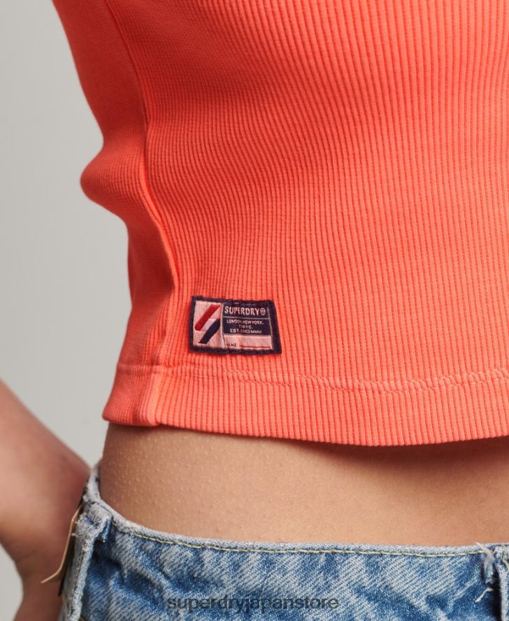 オーガニックコットン エッセンシャル フィット クロップ Tシャツ 女性 Superdry 衣類 コーラル 2J62PZ6207