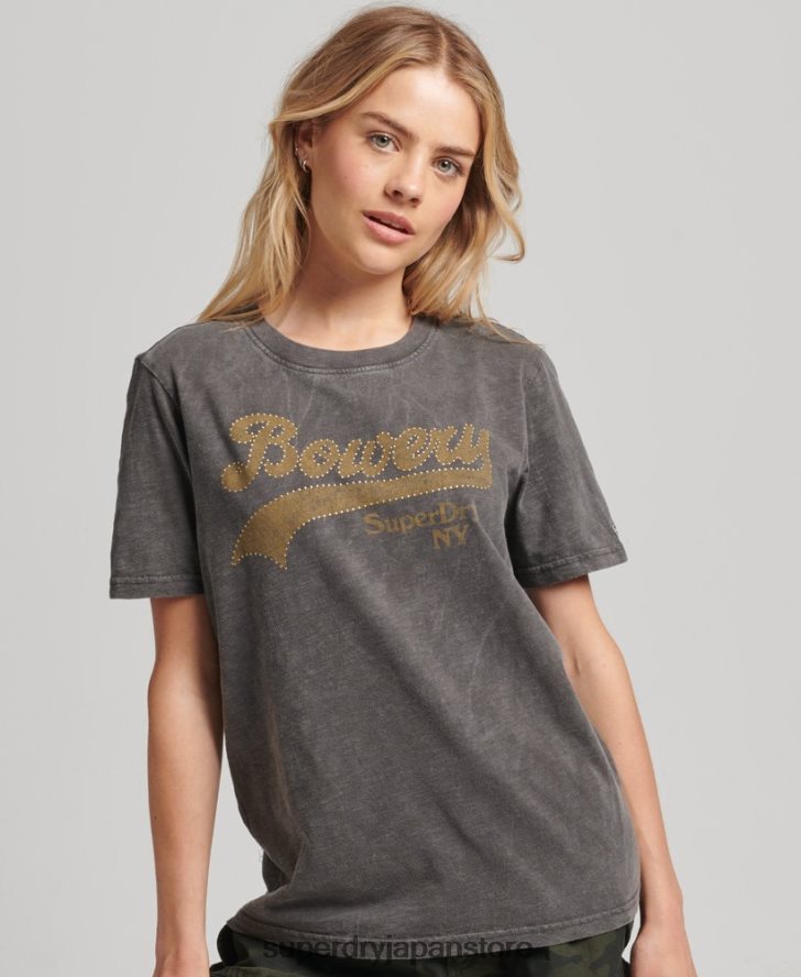 装飾グラフィックロゴ Tシャツ 女性 Superdry 衣類 濃い灰色 2J62PZ6208