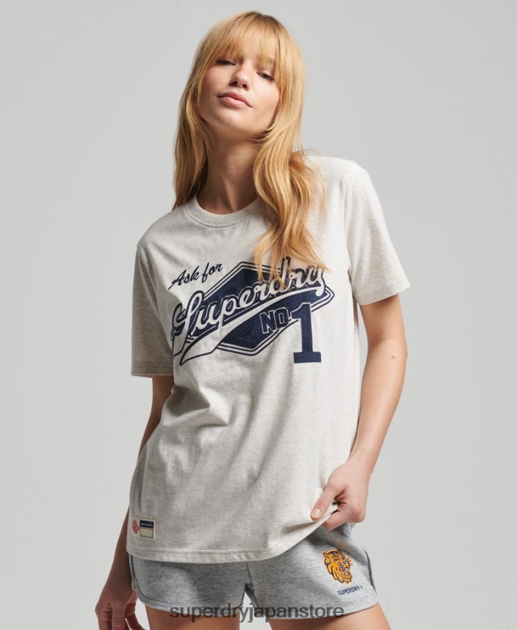 ヴィンテージスクリプトスタイルカレッジTシャツ 女性 Superdry 衣類 クリーム 2J62PZ6212