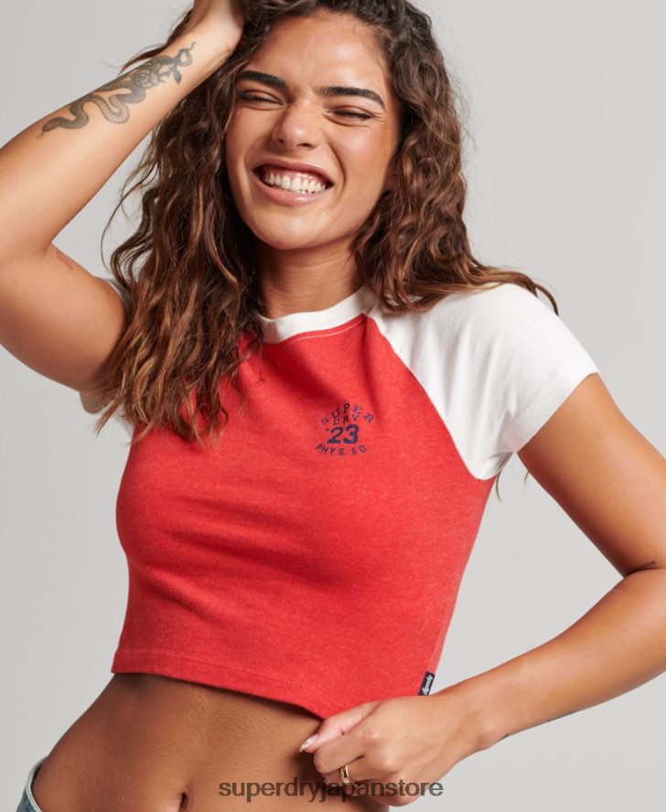 カレッジグラフィック クロップド Tシャツ 女性 Superdry 衣類 赤 2J62PZ6214