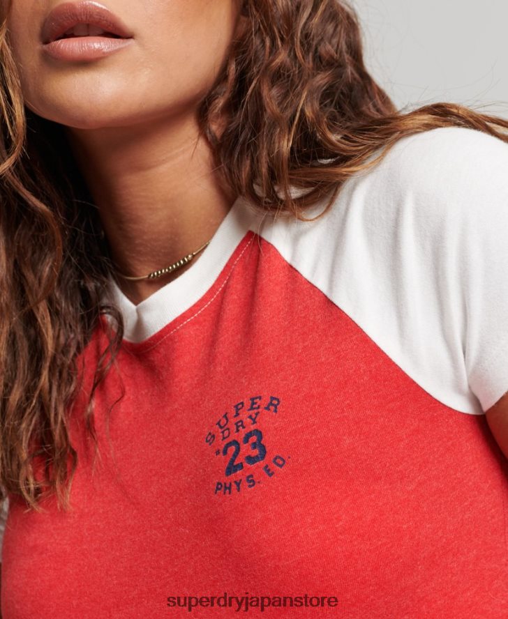 カレッジグラフィック クロップド Tシャツ 女性 Superdry 衣類 赤 2J62PZ6214