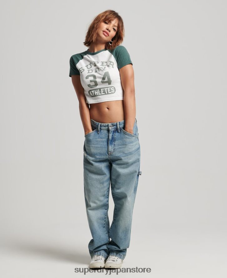 カレッジグラフィック クロップド Tシャツ 女性 Superdry 衣類 白 2J62PZ6216