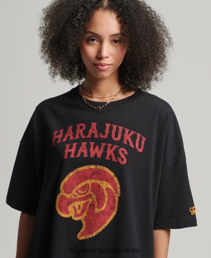 ヴィンテージカレッジTシャツ 女性 Superdry 衣類 黒 2J62PZ6217