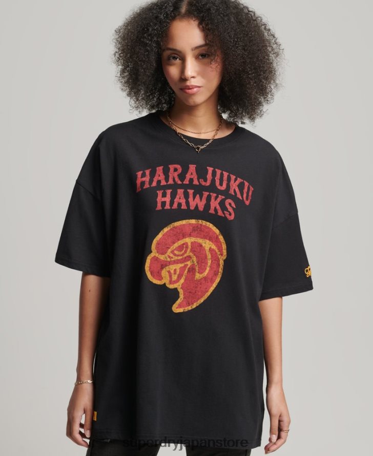 ヴィンテージカレッジTシャツ 女性 Superdry 衣類 黒 2J62PZ6217