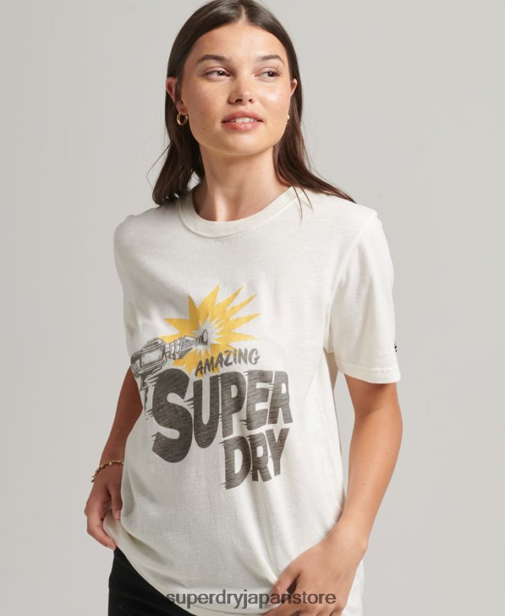 ヴィンテージ インディー T シャツ 女性 Superdry 衣類 クリーム 2J62PZ6221