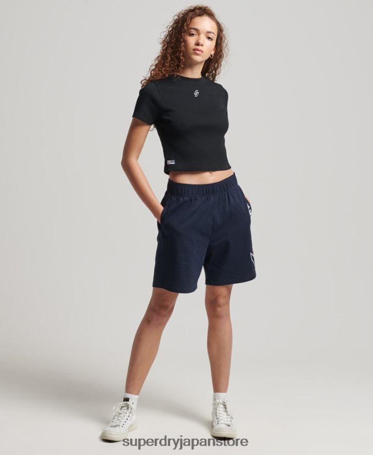 オーガニックコットン エッセンシャル フィット クロップ Tシャツ 女性 Superdry 衣類 黒 2J62PZ6222