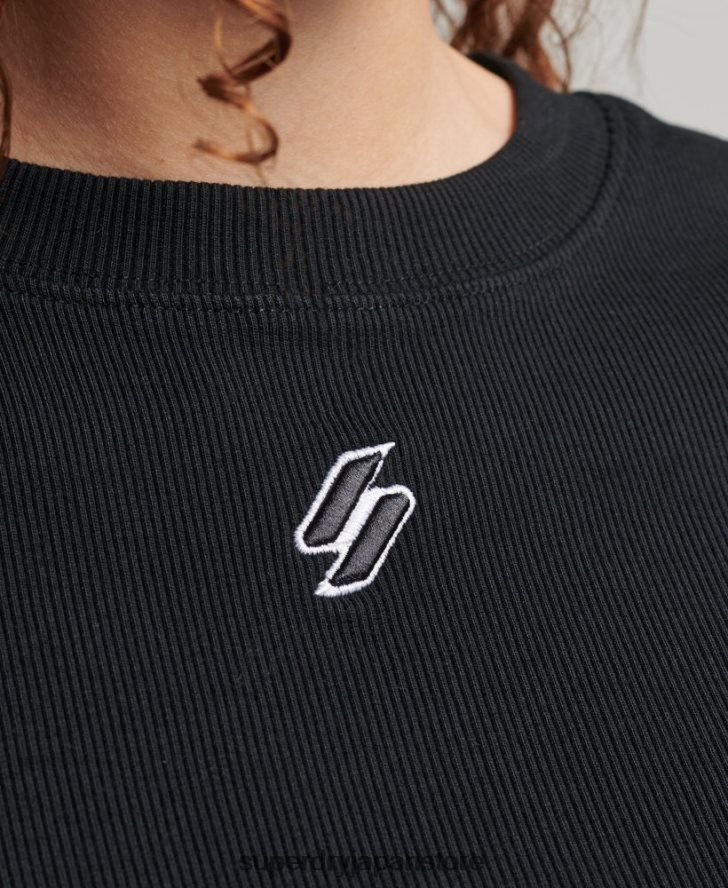 オーガニックコットン エッセンシャル フィット クロップ Tシャツ 女性 Superdry 衣類 黒 2J62PZ6222