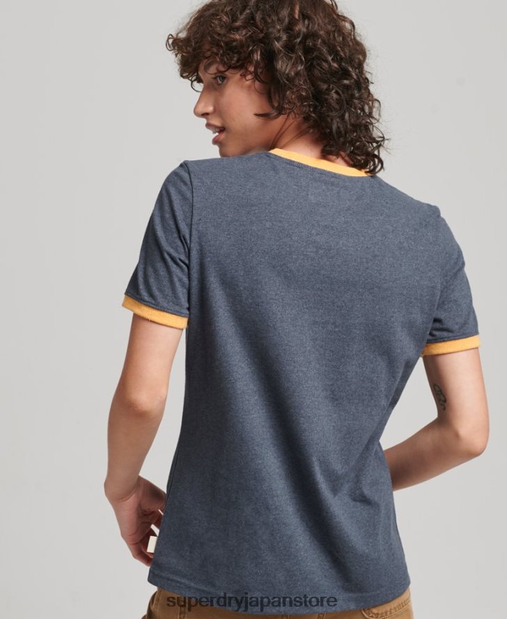 リサイクルリンガーTシャツ 女性 Superdry 衣類 海軍 2J62PZ6224
