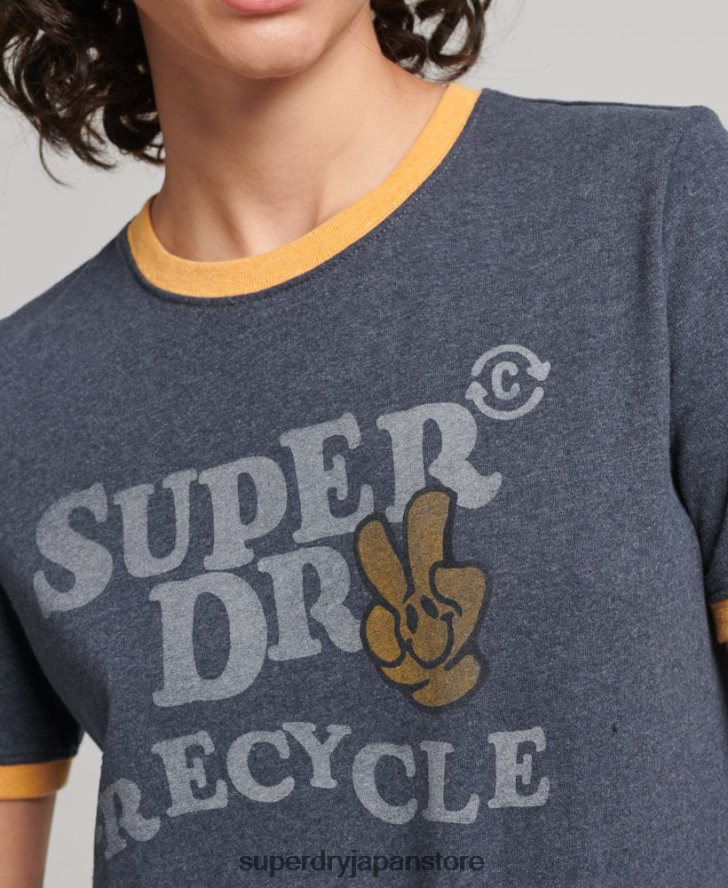 リサイクルリンガーTシャツ 女性 Superdry 衣類 海軍 2J62PZ6224