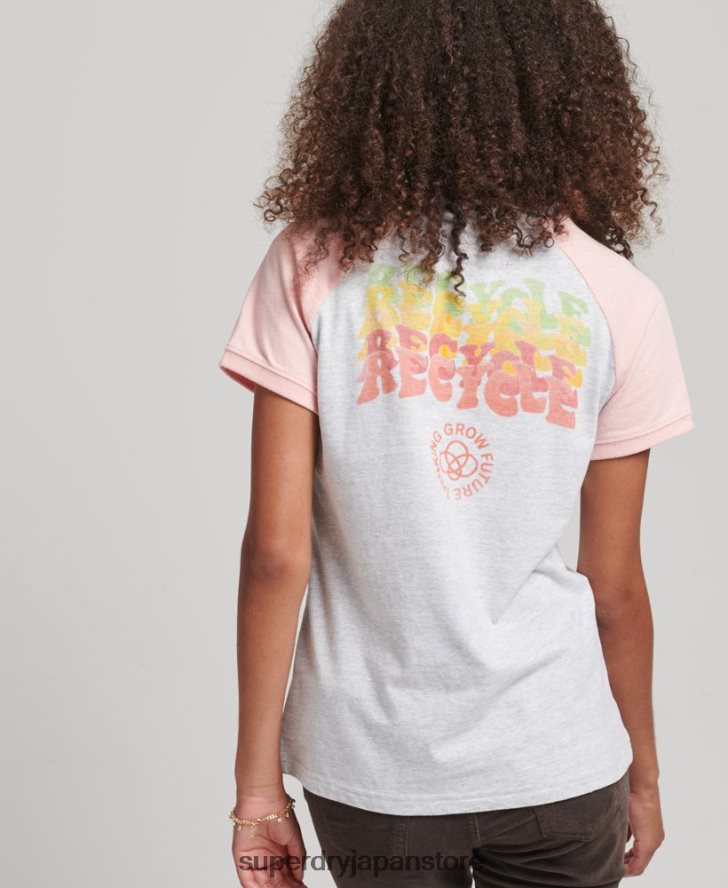 リサイクルラグランTシャツ 女性 Superdry 衣類 グレー 2J62PZ6225