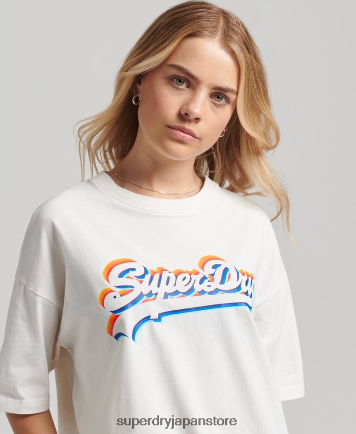ヴィンテージロゴレインボーTシャツ 女性 Superdry 衣類 白 2J62PZ6226