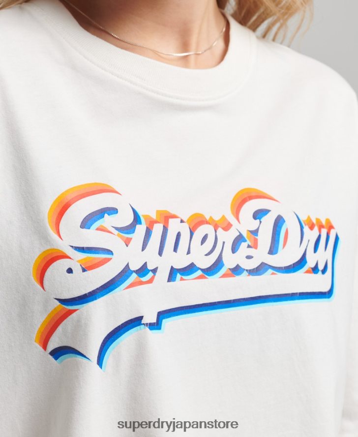 ヴィンテージロゴレインボーTシャツ 女性 Superdry 衣類 白 2J62PZ6226