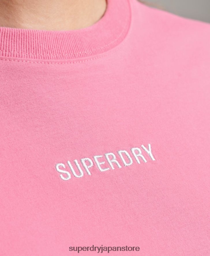 マイクロロゴ刺繍ボクシーTシャツ 女性 Superdry 衣類 ピンク 2J62PZ6227