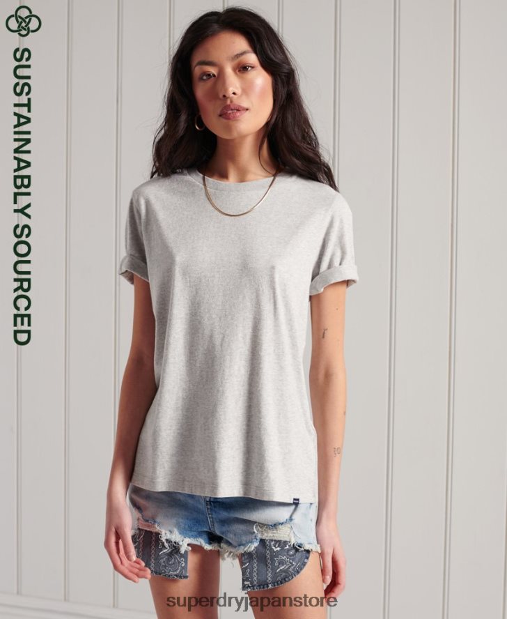 オーガニックコットン エッセンシャル Tシャツ 女性 Superdry 衣類 ライトグレー 2J62PZ6228