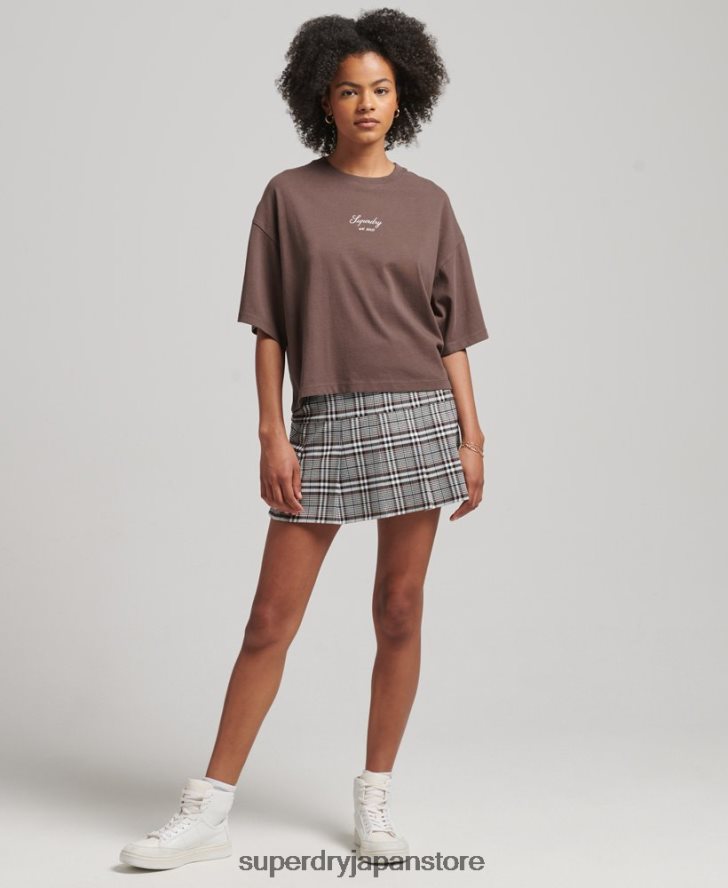 ヘリテージ エンブロイダリー ボクシー Tシャツ 女性 Superdry 衣類 茶色 2J62PZ6229