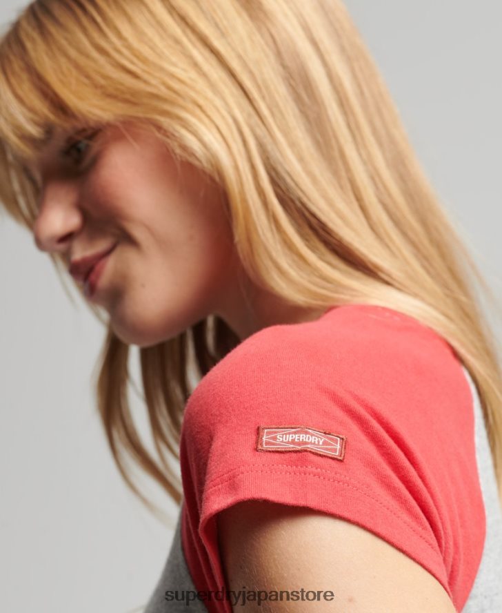 オーガニックコットン ヴィンテージ ベースボール タイニー T シャツ 女性 Superdry 衣類 赤 2J62PZ6231