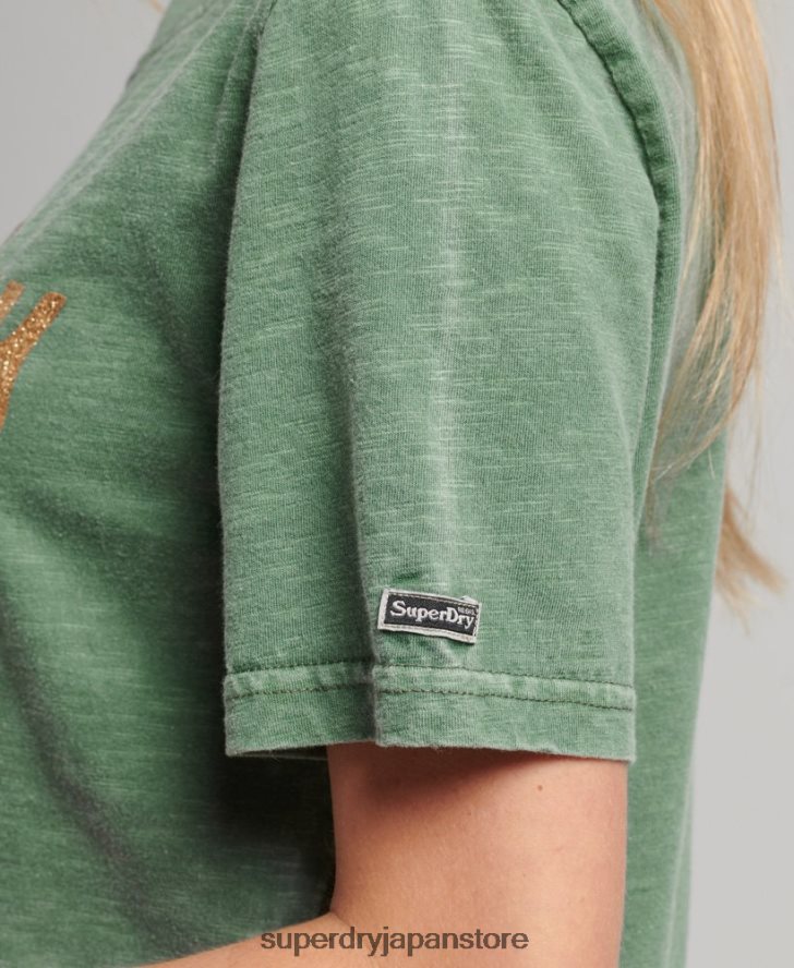装飾グラフィックロゴ Tシャツ 女性 Superdry 衣類 緑 2J62PZ6233