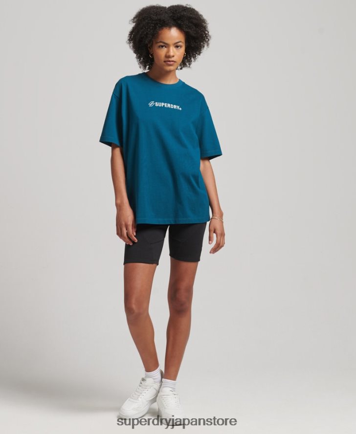 ロゴアップリケ ルーズTシャツ 女性 Superdry 衣類 青 2J62PZ6234