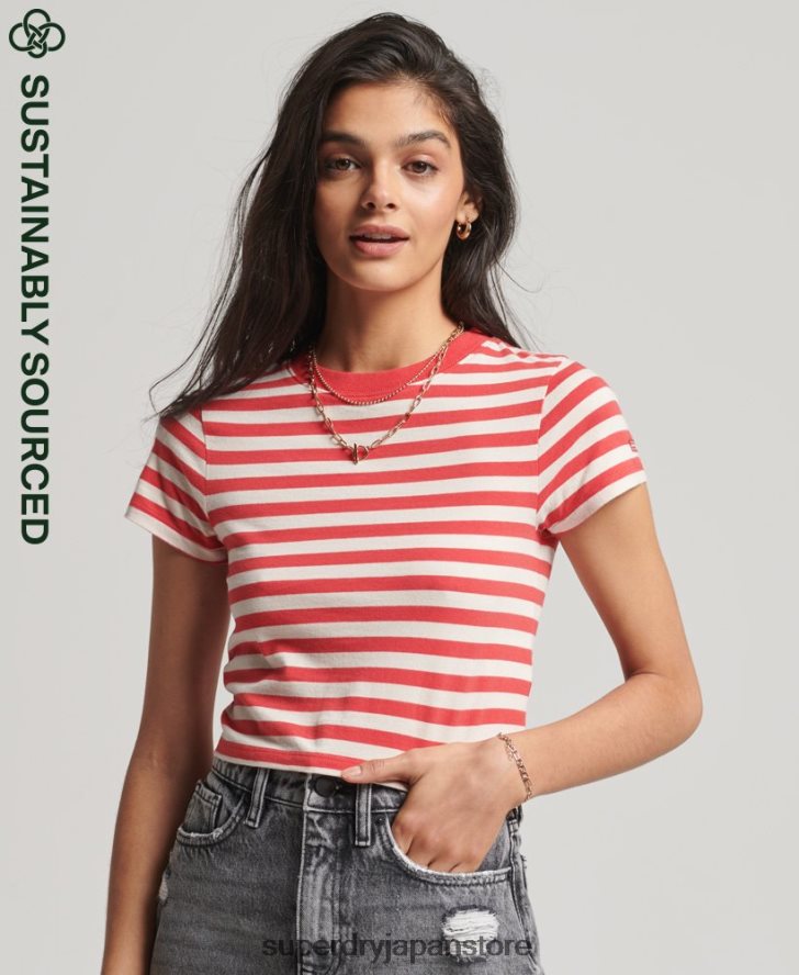 オーガニックコットン ヴィンテージ クロップ Tシャツ 女性 Superdry 衣類 赤 2J62PZ6235