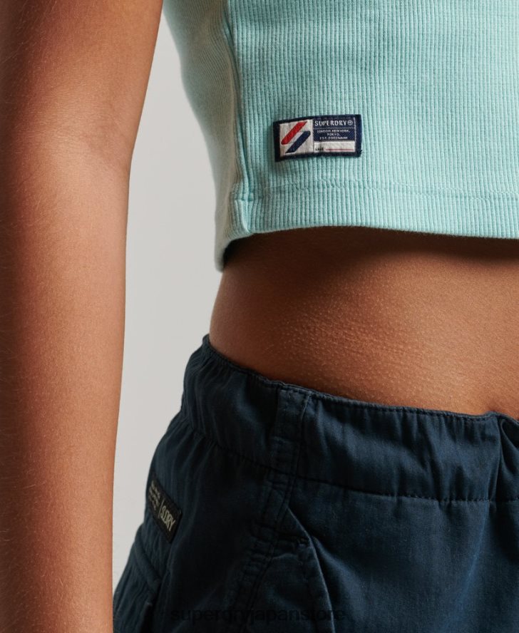 エッセンシャル リブフィット クロップTシャツ 女性 Superdry 衣類 青 2J62PZ6236