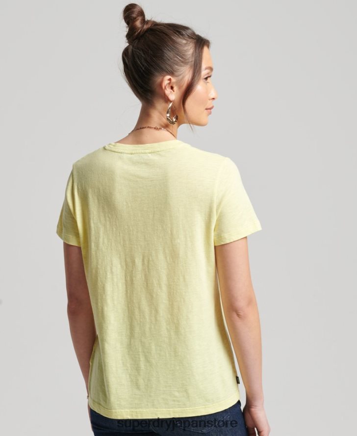 オーガニックコットンスタジオ ポケットTシャツ 女性 Superdry 衣類 黄色 2J62PZ6240