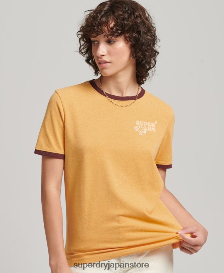 リサイクルリンガーTシャツ 女性 Superdry 衣類 黄色 2J62PZ6241