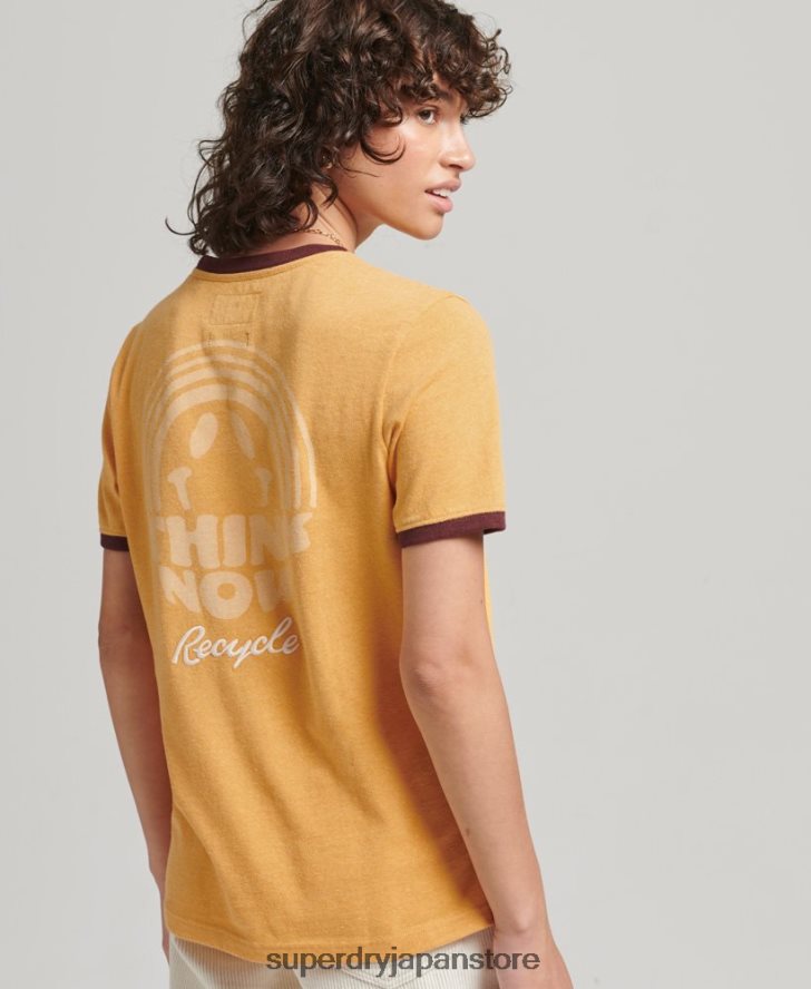 リサイクルリンガーTシャツ 女性 Superdry 衣類 黄色 2J62PZ6241