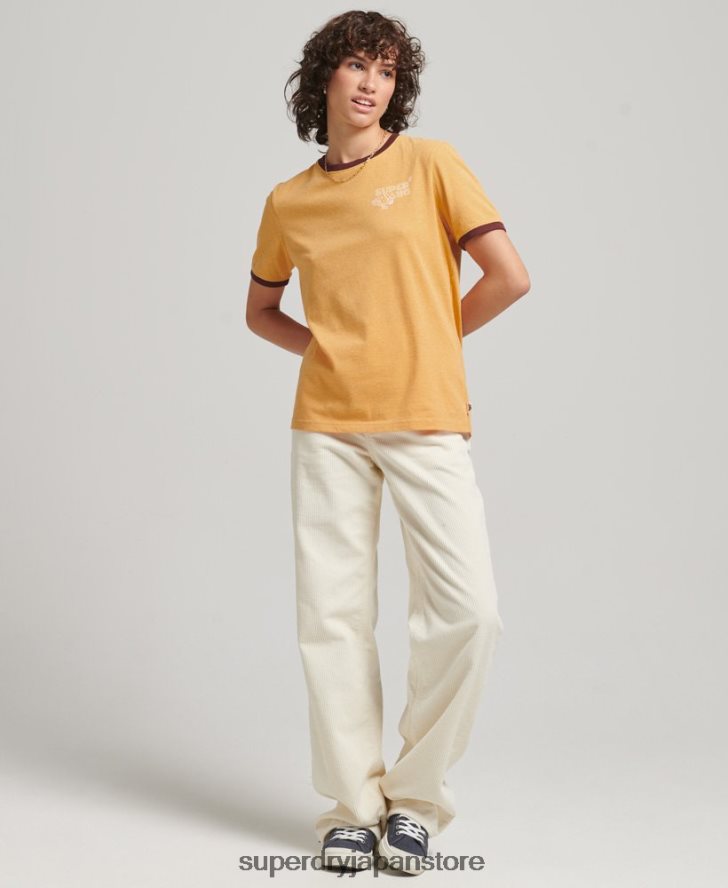 リサイクルリンガーTシャツ 女性 Superdry 衣類 黄色 2J62PZ6241