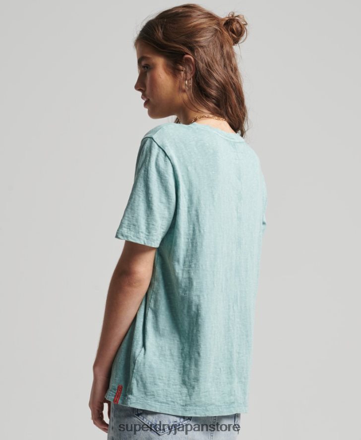 オーガニックコットン ヴィンテージ サーフ ランチェロ Tシャツ 女性 Superdry 衣類 ライトブルー 2J62PZ6245