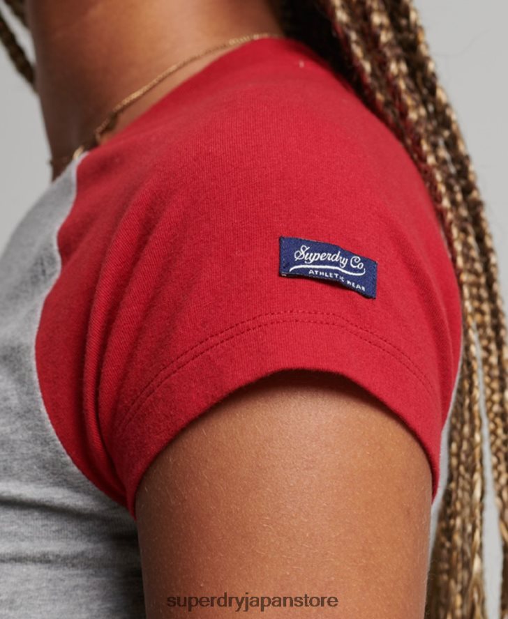 オーガニックコットン クロップドベースボール Tシャツ 女性 Superdry 衣類 グレー 2J62PZ6246
