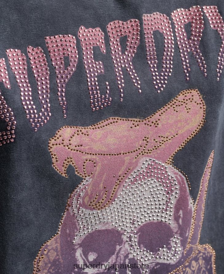 ブランドマークメタルTシャツ 女性 Superdry 衣類 黒 2J62PZ6248