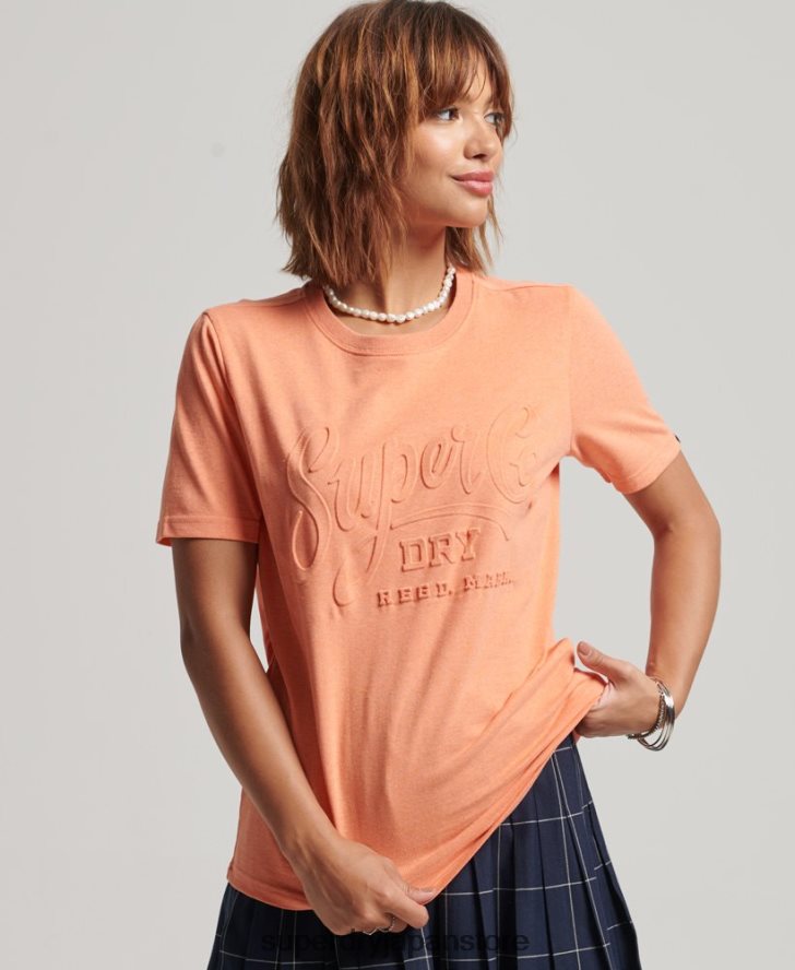 スクリプトスタイル エンボス Tシャツ 女性 Superdry 衣類 オレンジ 2J62PZ6257