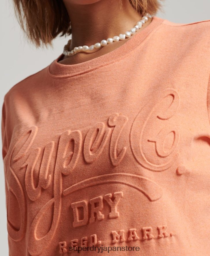 スクリプトスタイル エンボス Tシャツ 女性 Superdry 衣類 オレンジ 2J62PZ6257