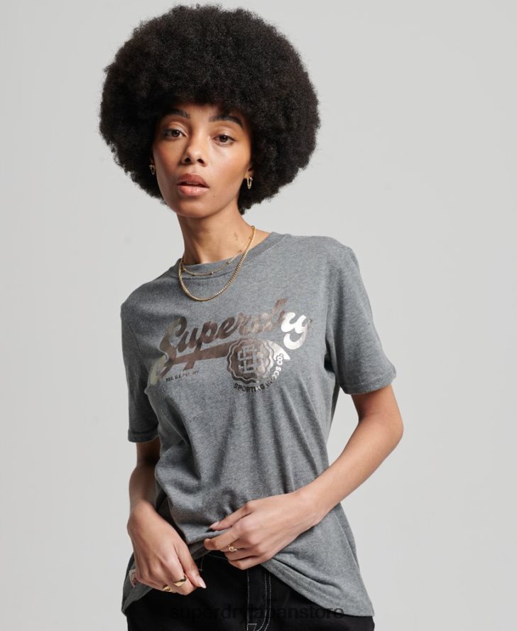 ヴィンテージスクリプトスタイルカレッジTシャツ 女性 Superdry 衣類 グレー 2J62PZ6258