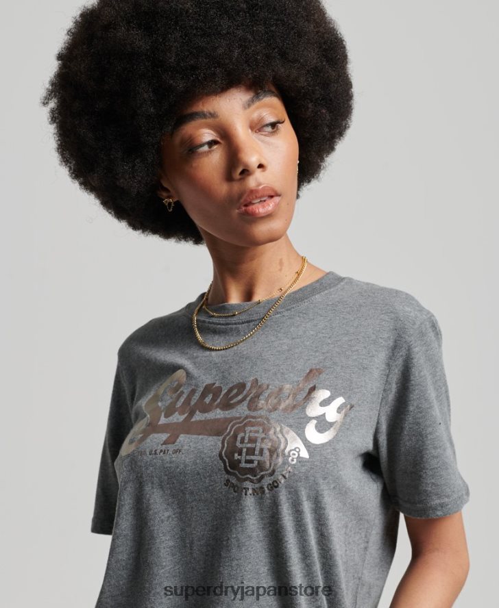 ヴィンテージスクリプトスタイルカレッジTシャツ 女性 Superdry 衣類 グレー 2J62PZ6258
