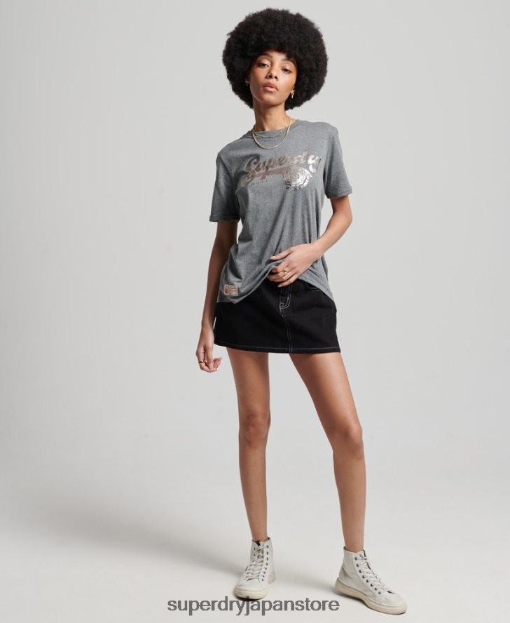 ヴィンテージスクリプトスタイルカレッジTシャツ 女性 Superdry 衣類 グレー 2J62PZ6258