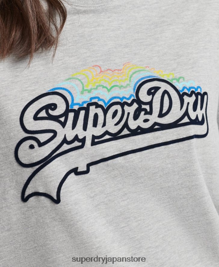 ヴィンテージロゴレインボーTシャツ 女性 Superdry 衣類 グレー 2J62PZ6261